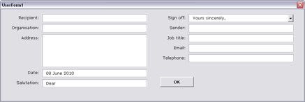 Letter dialogue box